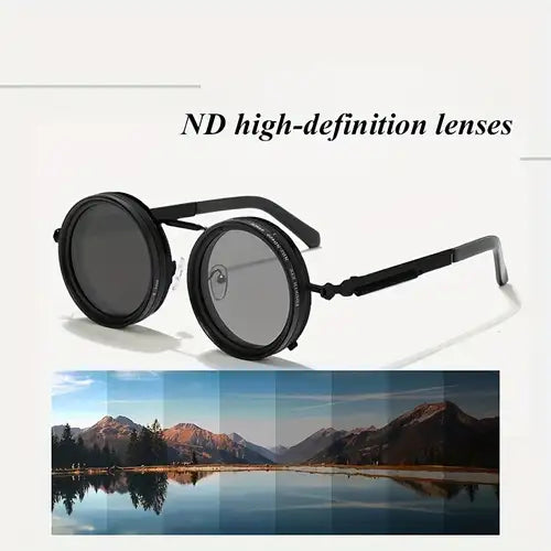 Adjustable Tint Sunglasses Round Polarized Sunglasses with ND Filter Lenses
