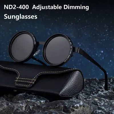 Adjustable Tint Sunglasses Round Polarized Sunglasses with ND Filter Lenses