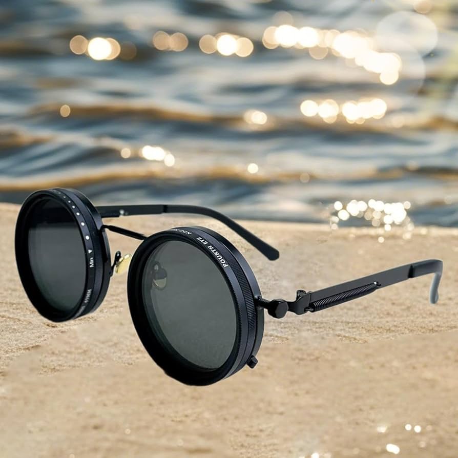 Adjustable Tint Sunglasses Round Polarized Sunglasses with ND Filter Lenses